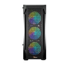 PC Power Flow Dark Lite Mesh Mid Tower ATX Gaming Casing with Power Supply
